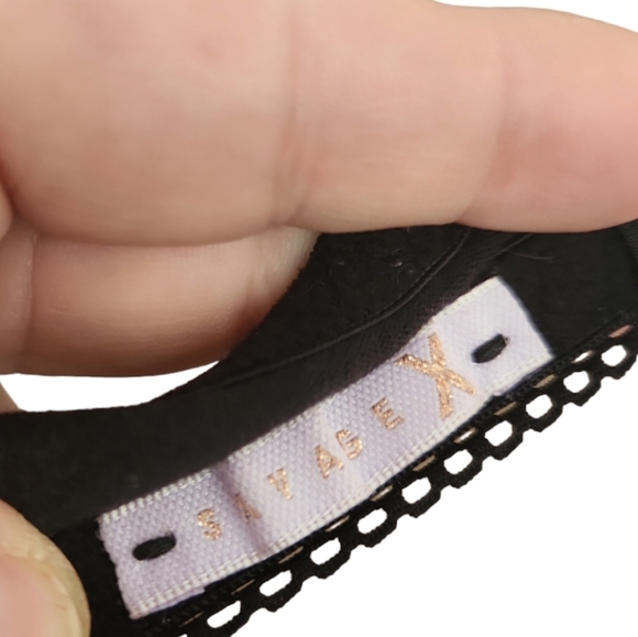 Savage X Fenty Cotton Essentials Black Caviar Logo Bralette - Picture 6 of 10